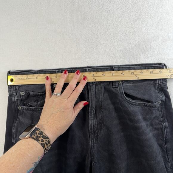 American Eagle 12 Long Super High Rise Ultra Wide Leg Jeans In Charcoal Strigid - Picture 13 of 16